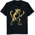 thumbnail image 2 of 100% Cotton Cat Playing Hockey On Skates T-Shirt, 2 of 5