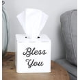 thumbnail image 2 of AuldHome Design White Tissue Box Cover; Enamelware Square Distressed Farmhouse Vintage Style Decor Tissue Holder, 2 of 10