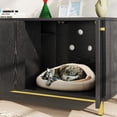 thumbnail image 4 of Cabinet Cat Litter Box Enclosure Black Color Large Capacity Double Magnetic Door Design Litter Box Furniture Enclosure Cabin with Scratching Pad, 4 of 7