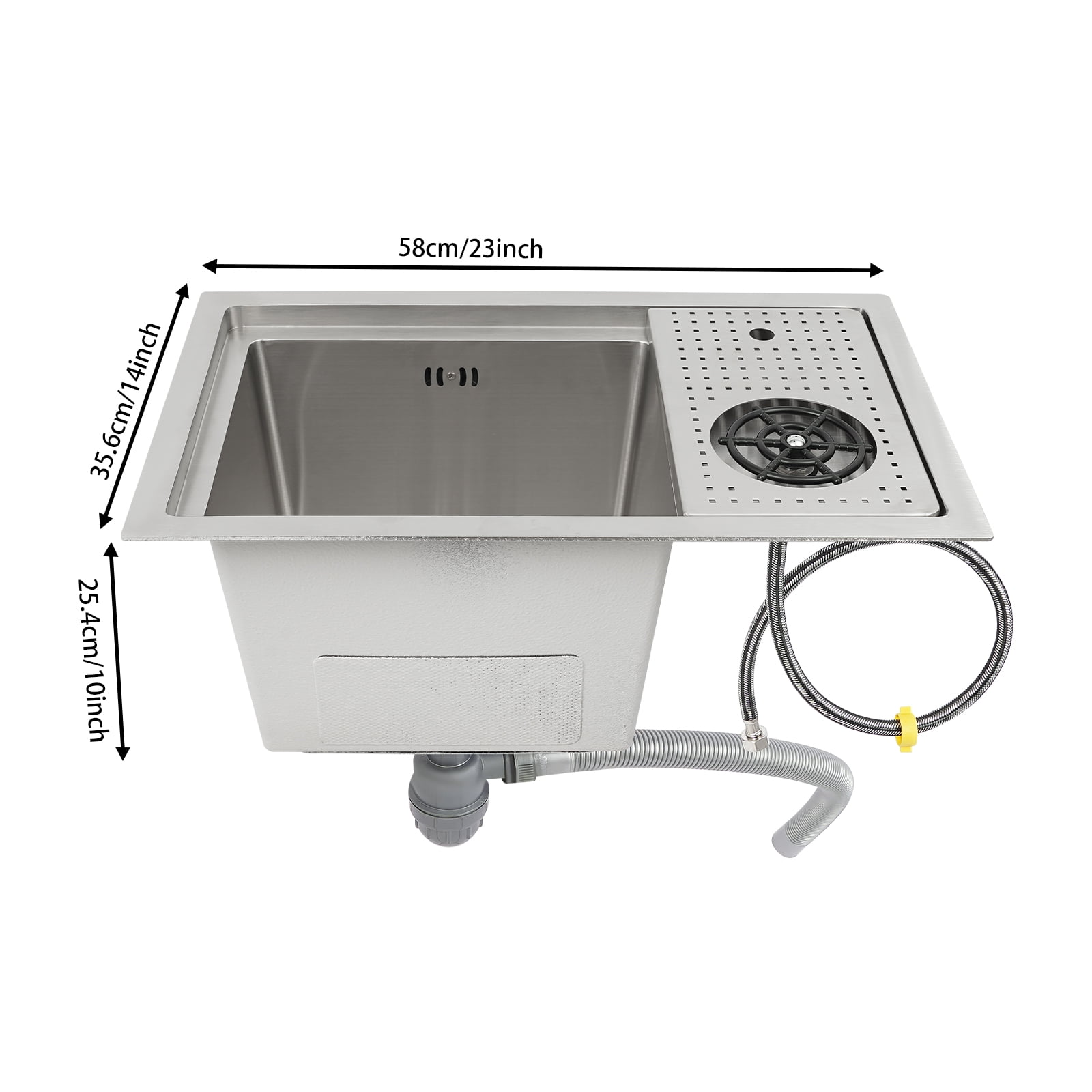 Wildnix 304 Stainless Steel Kitchen Sink with 3 Compartments, Utility Drainer, Cup Washer, Chopping Board, and Overflow Holes for Easy Cleaning