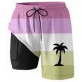 thumbnail image 3 of YAYUBA Mens Swim Trunks 7 Inch Stretch 2 In 1 Compression Liner Quick Dry Breathable Soild Color Stretch 2 In 1 Beach Swimming Shorts Light Stretch Lined Beach Swimwear, 3 of 4