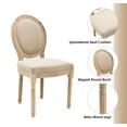 thumbnail image 5 of Guyou Farmhouse Dining Chairs Set of 2, French Wooden Country Upholstered Linen Oval Side Chair with Round Back for Restaurant Living Room Kitchen Dining Room, Beige, 5 of 12