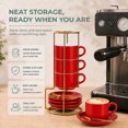 thumbnail image 5 of Unique Bargains 4 Set Espresso Cups Stackable with Saucers Red 8 oz, 5 of 7