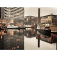 thumbnail image 2 of Frank, Assaf 24x19 Black Ornate Wood Framed with Double Matting Museum Art Print Titled - Narrow canal with small boats in Birmingham, UK, 2 of 4
