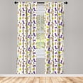 thumbnail image 2 of Ambesonne Garden Curtains, Flowerpot Scissors Flowers, Pair of 28"x63", Violet and Yellow Green, 2 of 4