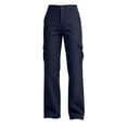 thumbnail image 4 of Women's Mid-Rise Loose Fit Cargo Boot Pants with Side Pockets Utility Pants for Casual Hiking Outdoor Activities Dark Blue L(L), 4 of 6