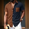 thumbnail image 2 of Men's Vintage Waffle Shirt Short Sleeve Button Down Summer Colorblock Beach Work Shirts, 2 of 6