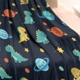 thumbnail image 3 of Dark Blue Dinosaurs Space Pattern Blanket,Comfortable Soft Flannel Throw Blanket,All Season,Warm Lightweight Blankets for Sofa Bed Couch Living Room Chair,30"x40", 3 of 4