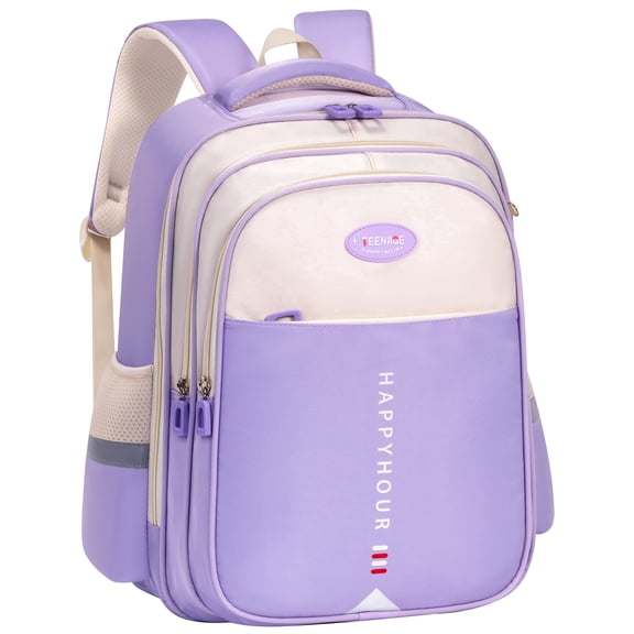 Lvelia School Backpacks for Girls,Fashion Large Capacity Lightweight School Bag for Kids Teens,Waterproof Student Bookbag,Purple