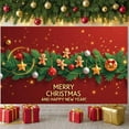 thumbnail image 6 of Red Background Christmas Banner Green Pine Branches New Year Banner Gingerbread Man Star Ornaments Holiday Banner for Christmas Party New Year Celebration Home Decoration, 6 of 9