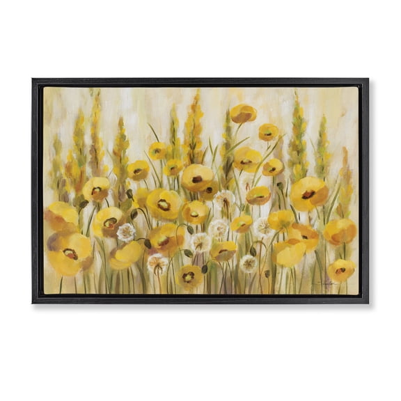 Stupell Industries Yellow Field of Poppies Black Framed Floater Canvas Wall Art, design by Silvia Vassileva