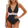 thumbnail image 3 of Xucatan Women's Solid Color One Piece Swimsuit Spaghetti Strap Tummy Control Ruched, Removable Pads Push Up Full Coverage Modest Swimwear Long Torso Fit Plus Size Summer Gift, 3 of 5