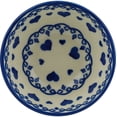thumbnail image 2 of Polish Pottery 4-inch Bowl (Blue Valentine Theme) Hand Painted in Boleslawiec, Poland + Certificate of Authenticity, 2 of 6