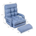 thumbnail image 4 of Indoor Chaise Lounge Sofa, Folding Lazy Sofa Floor Chair w/ 5-Position Adjustable Backrest Lumbar Pillow, Lounger Bed with Armrests (Blue), 4 of 9