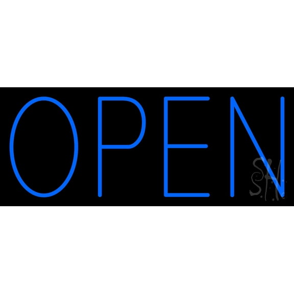 Open Blue LED Neon Sign 13 x 32 - inches, Clear Edge Cut Acrylic Backing, with Dimmer - Bright and Premium built indoor LED Neon Sign for storefront.