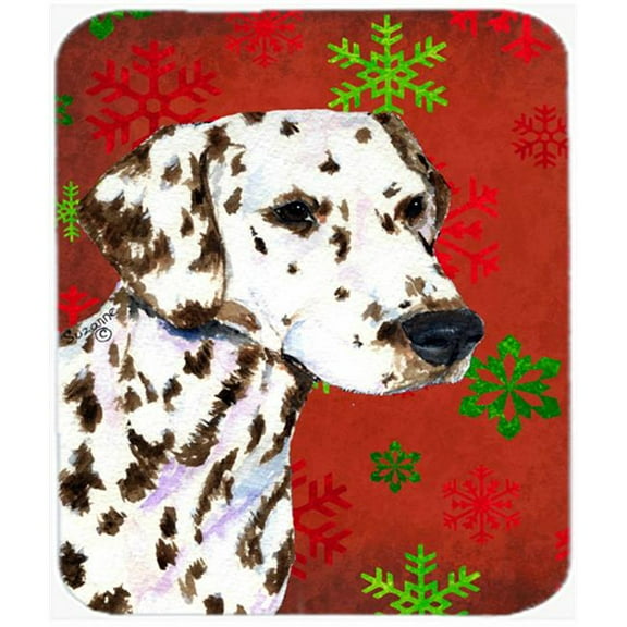 Dalmatian Red and Green Snowflakes Christmas Mouse Pad, Hot Pad or Trivet