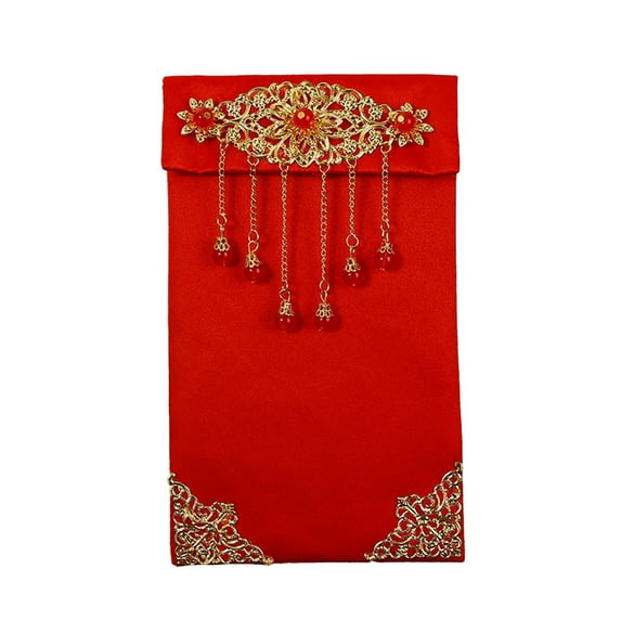 Farfi Classic Lucky Money Bag Clear Texture Faux Silk Visiting Relatives New Year Red Envelope for Family (Type 2)