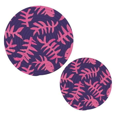 

Fish Bone Pot Holders Set Trivets Hot Pads Cotton Mats for Cooking