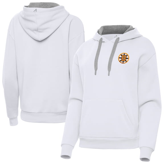 Women's Antigua White Boston Bruins Victory Pullover Hoodie