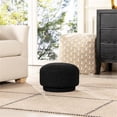 thumbnail image 3 of Pemberly Row 15" Mushroom Footstool Ottoman Ebony Black Boucle, 3 of 6