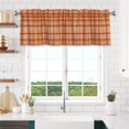 thumbnail image 6 of Orange Plaid Kitchen Curtains Simple Style 54"x18" Fall Thanksgiving Window Valances Autumn Farmhouse Window Treatment Rod Pocket Valances for Living Room Bedroom Decor, 6 of 7