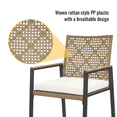 thumbnail image 6 of IVV 5 Piece Patio Dining Set, All-Weather Wicker Outdoor Furniture Set w/Acacia Wood Tabletop, 2.44" Umbrella Hole, and Comfortable Seat Cushions, for Patio, Backyard, Garden, Poolside (Yellow), 6 of 9