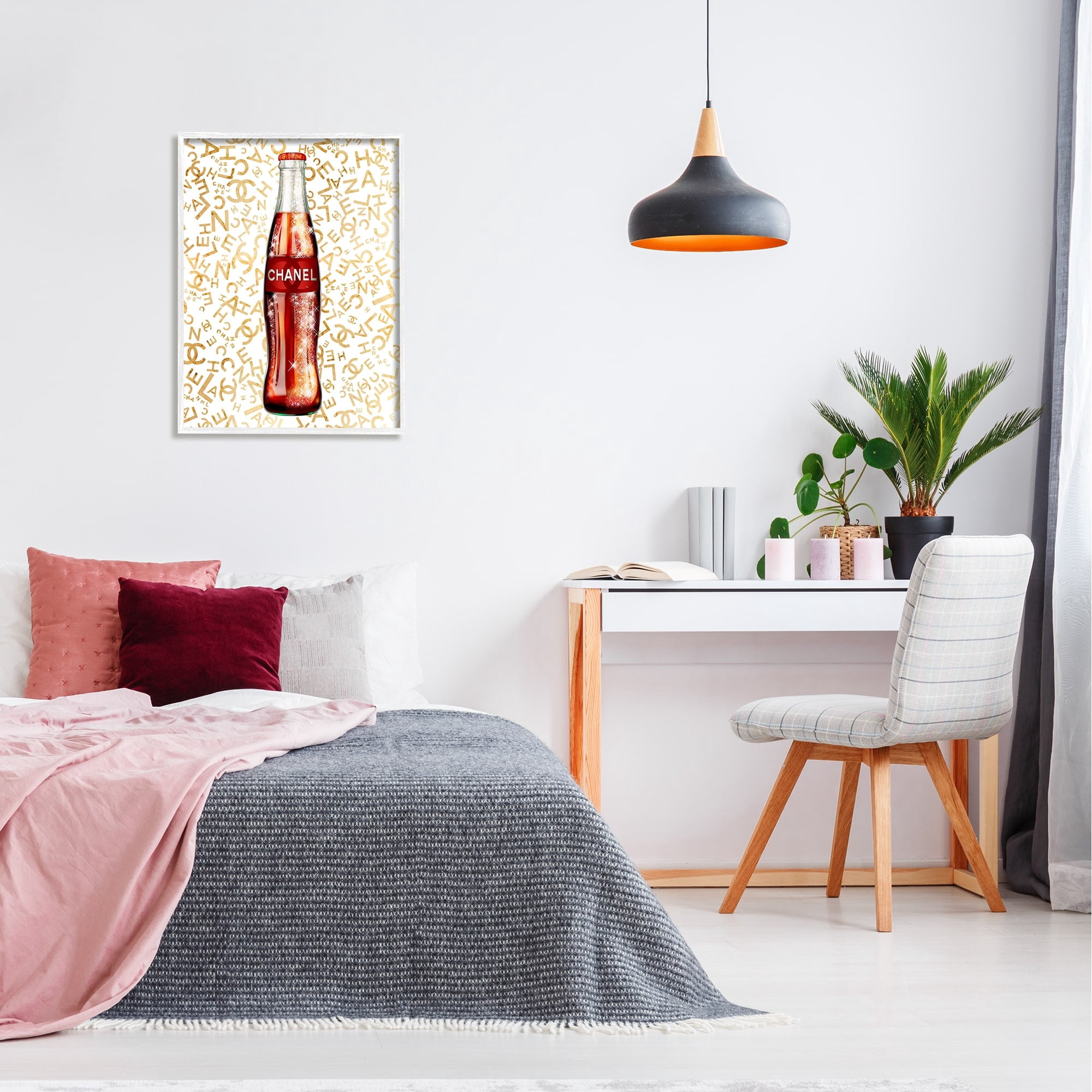 Stupell Industries Trendy Glam Pattern Vintage Style Soda Bottle Graphic Art White Framed Art Print Wall Art, Design by Ziwei Li