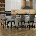 thumbnail image 4 of TEWLOSS 26" Swivel Counter Height Bar Stools Set of 4, Gray Velvet Kitchen Stools with Back, 4 of 10
