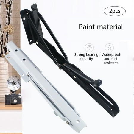 

2 Pcs Folding Shelf Bracket Wall Mount Table Hinge Stainless Steel Spring Loaded Supports New