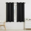 PrimeBeau Solid Blackout drapes, Room Darkening, Jet Black, Themal Insulated, Grommet/Eyelet Top, Nursery/Living Room Curtains Each Panel 42" W x 63" L (Set of 2 Panels)