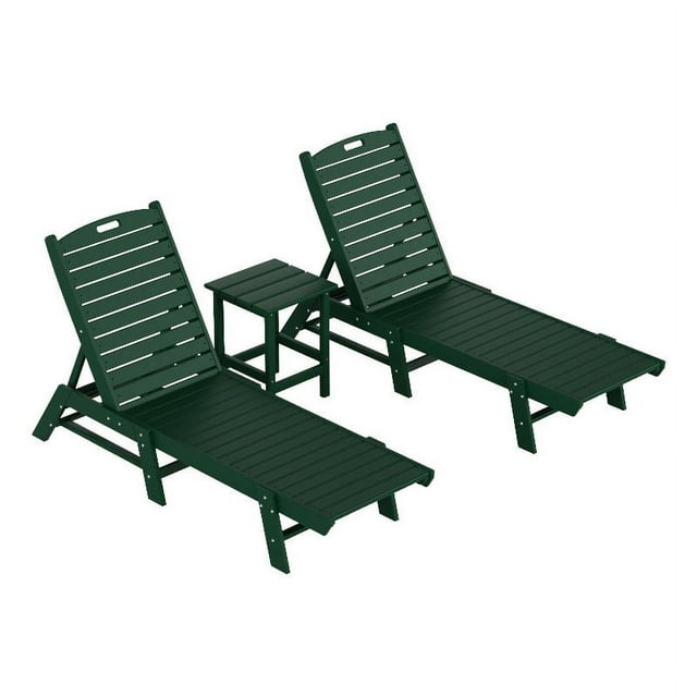 Ensemble de 3 Pcs Chaises Longues Adirondack Ajustables avec Table d'Appoint