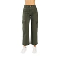 thumbnail image 1 of Pantalon cargo color verde militar de mezclilla stretch y tiro alto jeanswest 9518c verde oscuro 9, 1 of 5