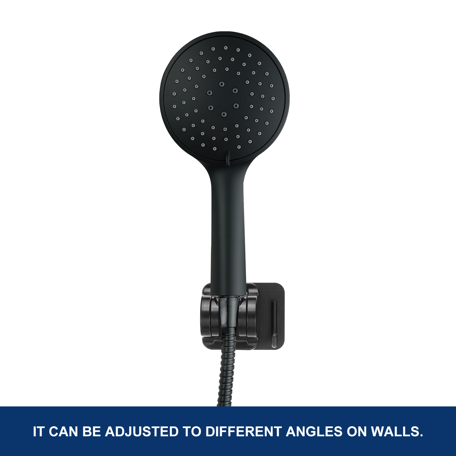 Unique Bargains Handheld Shower Head Holder with Hanger Hook Black 1Pcs