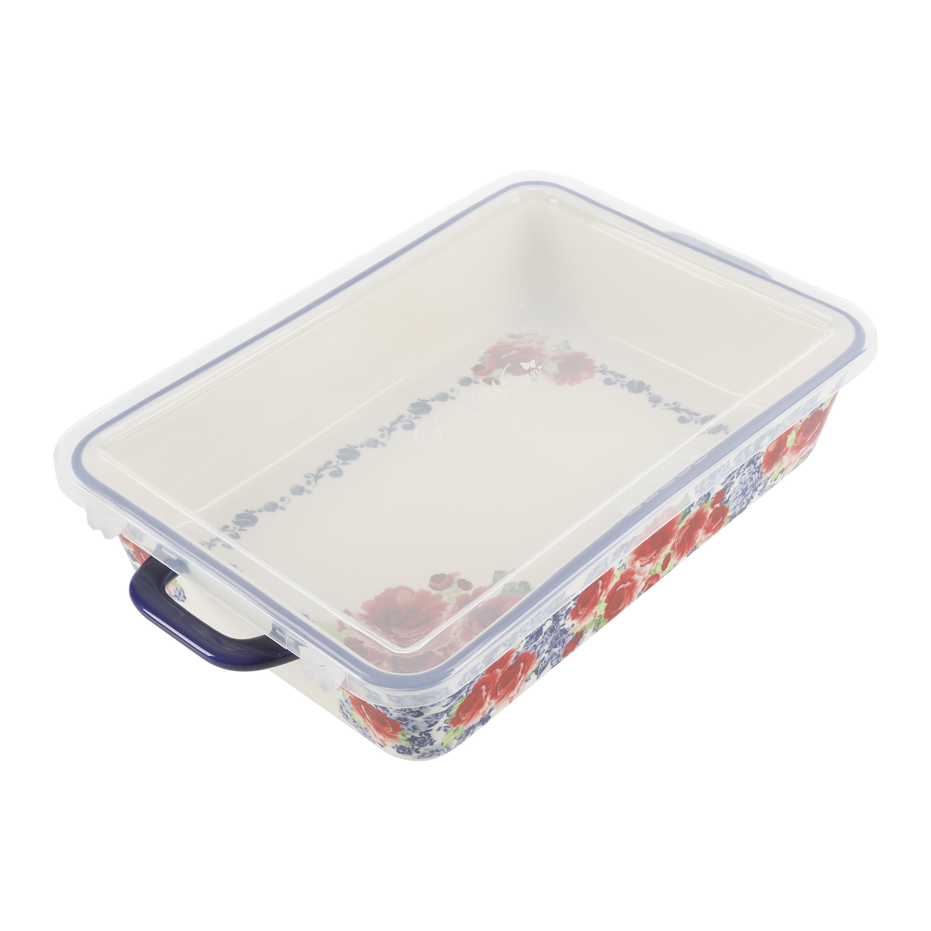 The Pioneer Woman Heritage Floral Ceramic Baker with Lid, 9" x 13"