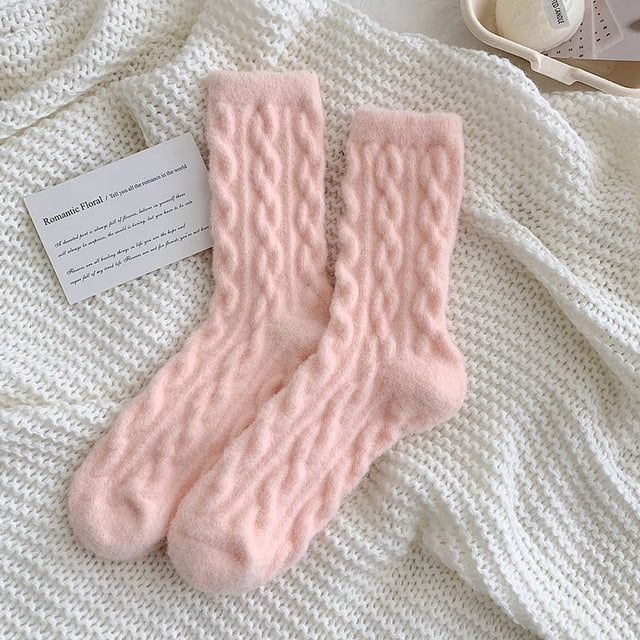 Calcetines para niños calcetines calcetines de tubo medio más terciopelo engrosado para mantener el calor y el frío calcetines gruesos (Polvo poco profundo + café poco profundo + azul claro)