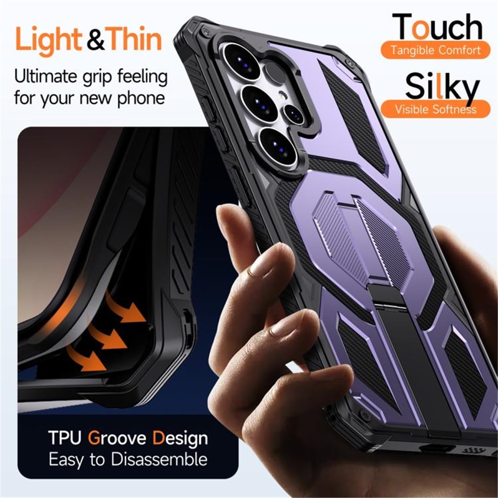 For Samsung Galaxy S26 Ultra 5G Case [Compatible With MagSafe], Hidden Metal Kickstand, Military-Grade Heavy Duty Case with Bumper Frame, 360° Full Body Shockproof Protection Cover,Purple