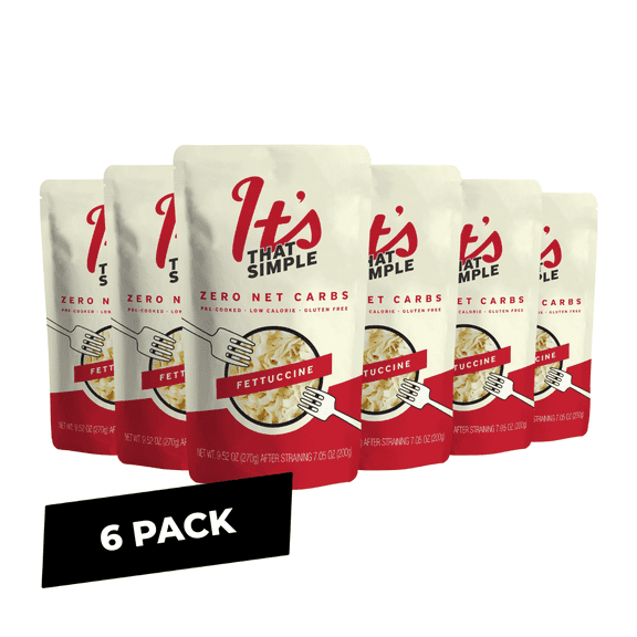 It's That Simple Fettuccine Pasta – Low Carb, Gluten Free Keto, Vegan Konjac Noodles, Non-GMO & Only 4.5 Calories Per Serving (6 Packs)