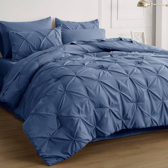 U by Bedsure Full Size Comforter Sets - Bedding Sets Full 7 Pieces, Bed in a Bag Green Bed Sets with Comforter, Sheets, Pillowcases & Shams, Adult & Kids Bedding, Slate Blue