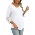 thumbnail image 5 of Ltctricy 3/4 Length Sleeve Womens Tops Trendy V Neck Hollow out Sleeve Loose T Shirts Dressy Casual Tunic Blouses, 5 of 7