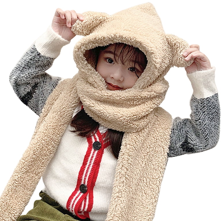 Animal hat scarf mittens Amazon.com: Women Girls 3-in-1 Bear Hooded Scarf Warm Plush  main image 3
