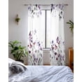 thumbnail image 3 of Purple Grey Leaves Sheer Curtains 63 Inch Length 2 Panels Set for Living Room/Bedroom, Summer Botanical Pastoral Watercolor Kitchen Curtains Grommet Semi-Sheer Curtains Window Treatments 42"x63"x2, 3 of 7