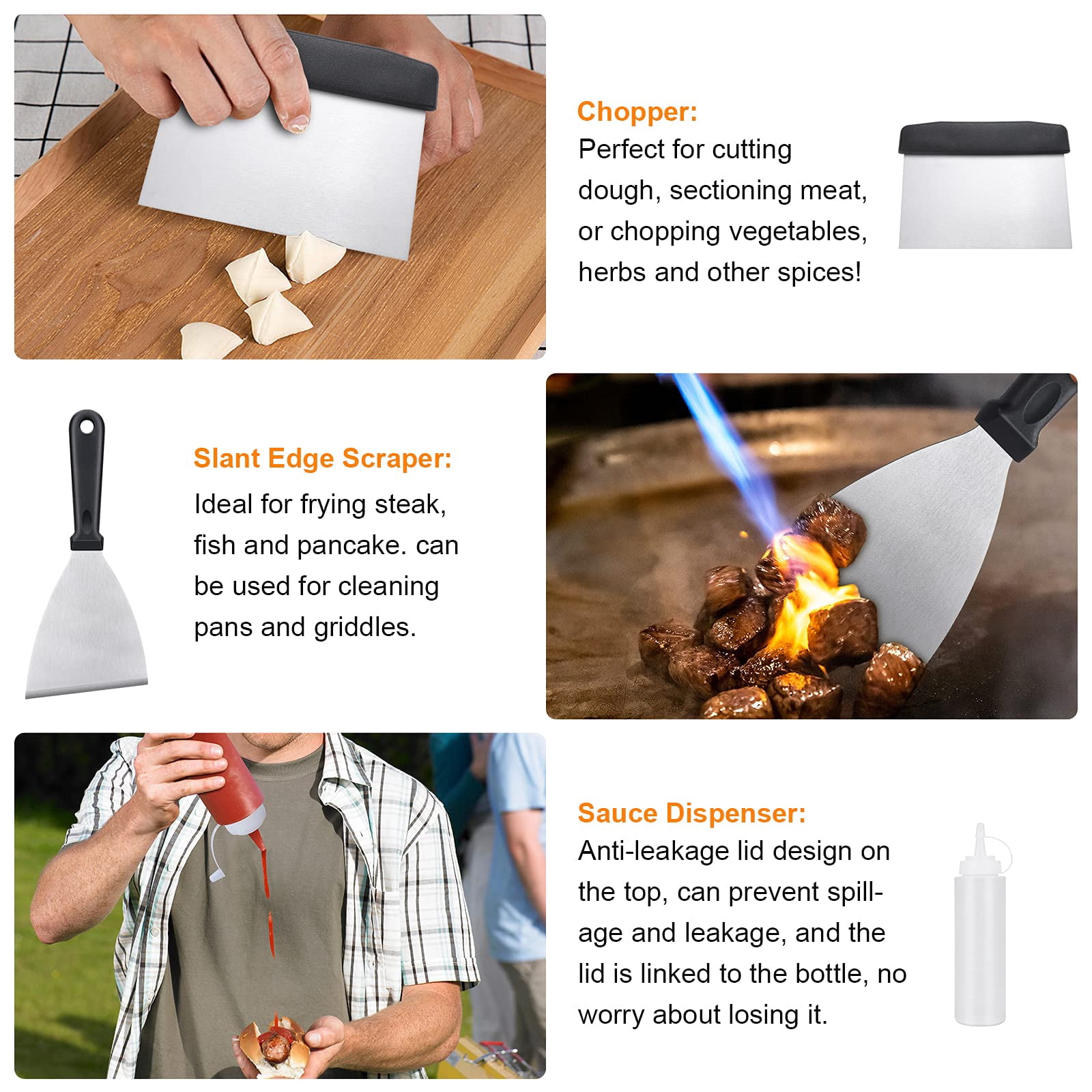 Blackstone Griddle Accessories Kit 16pcs Flat Top Grill Set For And Camp Chef With Spatula Scraper Cleaning &carry Bag Great Outdoor Bbq & Teppanyaki Camping