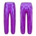 thumbnail image 2 of iiniim Kids Girls Shiny Metallic Jogger Dance Harem Pants Gymnastics Athletic Leggings Hip Hop Street Dancewear Purple 12, 2 of 7