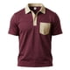 thumbnail image 5 of Camisas de Manga Corta de los Hombres Casual Color Bloqueado Botón de Solapa de Bolsillo Casual Top Transpirable, Manga Corta Tops de Verano para el Ejercicio, 5 of 6