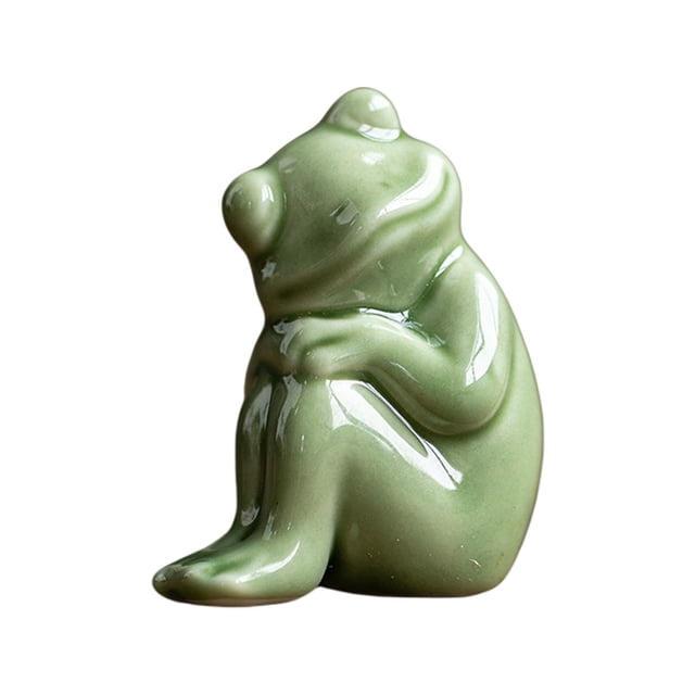 Frog Figurine Tea Pet Sculpture Frog Statue Desktop Frog Ornament Miniature Frog StyleB 4.5x3.2x5.7cm