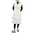 thumbnail image 2 of Gamivast Long Quilted Vest for Women Hooded Loose Button Down Sleeveless Padded Jacket Winter Casual Zip up Coats with Pockets Trendy Work Solid Outerwear 2025, 2 of 7