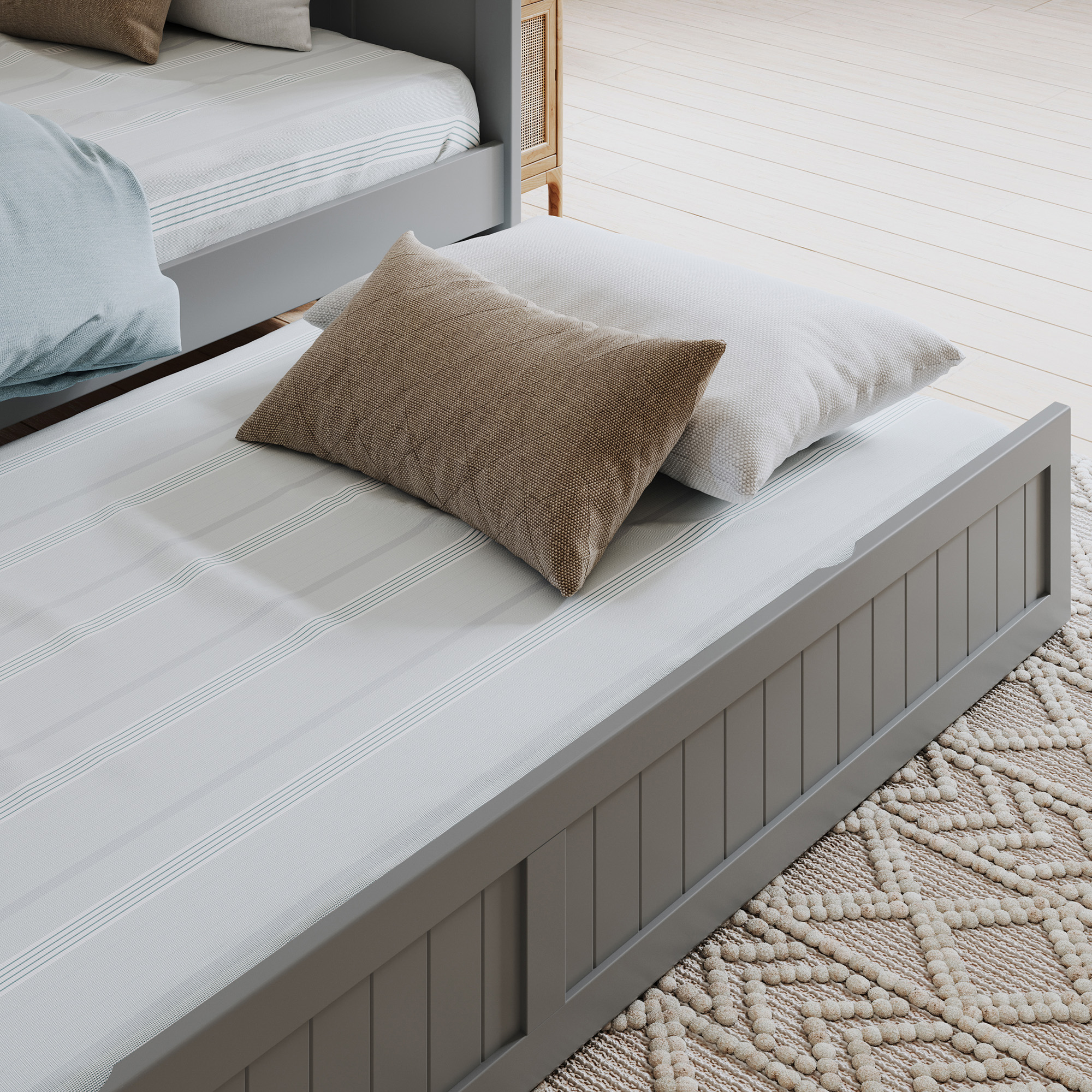 AFI Nantucket Wood Twin Size Daybed Frame with Twin Trundle, Grey