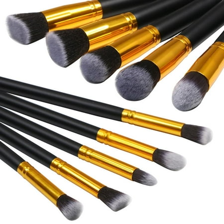 Topeakmart Professional Cosmetic Makeup Brush Set, Black, 10 Pcs