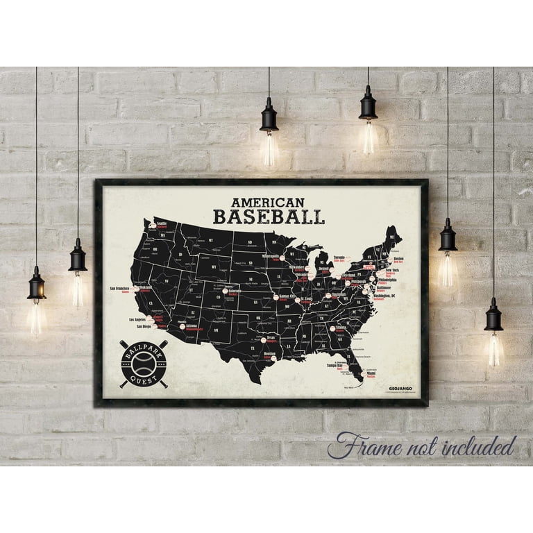 Baseball Stadium Map Poster Vintage Edition 24x16 inches - Walmart.com