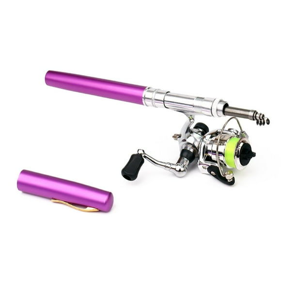 CNKOO 1.6m Pen Shape Telescopic Pen Fishing Pole Mini Pocket Fishing Rod and Mini Metal Spinning Wheel Travel Fishing Rod Set for Ice Fly Fishing Sea Saltwater Freshwater